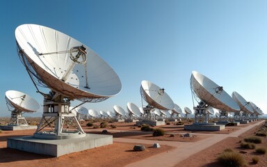 Heliostats at solar power station. High quality