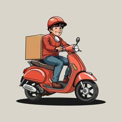 a man riding a motorbike delivering a package
