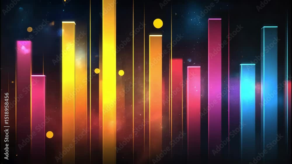 Aufkleber colorful bar chart with glowing gradient lines displaying dynamic data visualization.