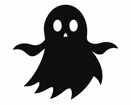 recommend clip art: Halloween ghost silhouette, Ghost halloween horror set line art silhouette vector illustration