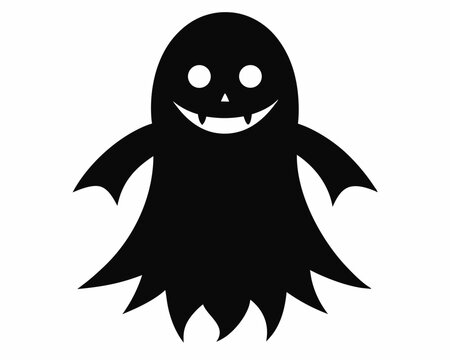 recommend clip art: Halloween ghost silhouette, Ghost halloween horror set line art silhouette vector illustration
