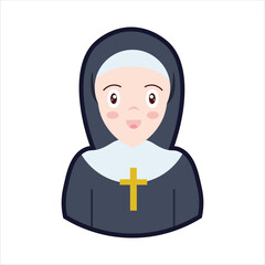 Colored Nun Cartoon Illustration