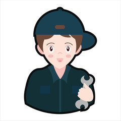 Colored Mechanic Cartoon Illustration