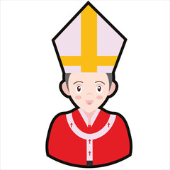 Colored Pope Cartoon Illustration