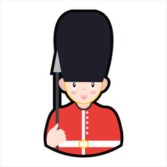 Colored Queen's Guard Cartoon Illustration