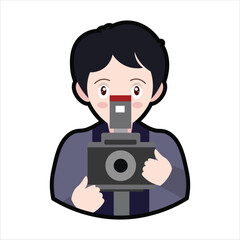 Colored Photographer Cartoon Illustration