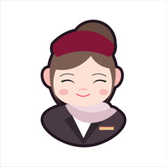 Colored Stewardess Cartoon Illustration