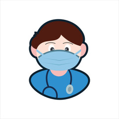 Colored Surgeon Cartoon Illustration