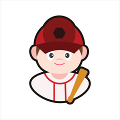 Colored Baseball Player Cartoon Illustration
