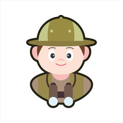 Colored Geographer Cartoon Illustration