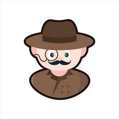 Colored Detective Cartoon Illustration