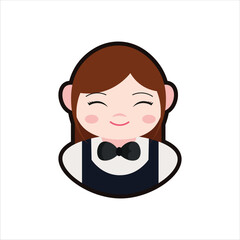 Colored Waiter Cartoon Illustration