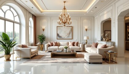 Fototapeta premium Elegant Living Room Interior with Classic Design