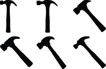 Collection of Hammers Silhouettes Set Against a Plain White Background Artistically Arranged