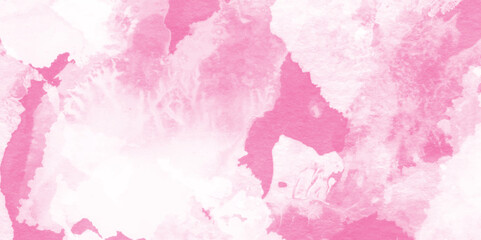 Abstract grainy fantasy smooth light pink watercolor paper texture with clouds, Grunge pink background, Stain artistic hand painted texture of pink, pastel hand painted watercolor of pink texture.