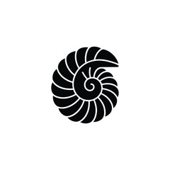 Obraz premium Black and White Sea Shell Illustration Depicting a Nautilus Shell Design Element