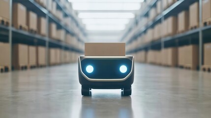 Autonomous Robot Moving Cardboard Box in Warehouse