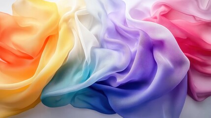 Rainbow Ombre Silk Fabric Draped Softly