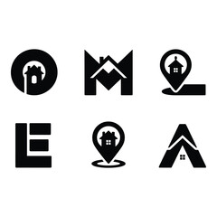 Home and location logo design creative letter marks minimal