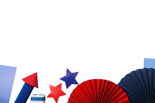 4 July holiday attributes, isolated on white background, PNG
