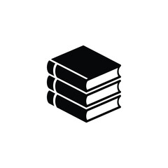 Black and White Stacked Books Illustration for Library and Study Materials