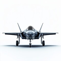 Fototapeta premium Angled view of a F35 jet aircraft isolated on a white background.