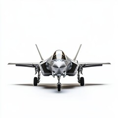 Fototapeta premium A jet F35 from an off angle, against a white background. Generative AI