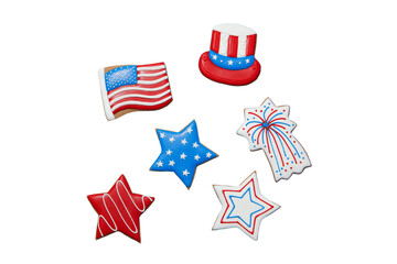 4 July holiday attributes, isolated on white background, PNG