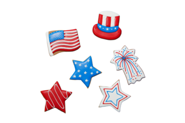 4 July holiday attributes, isolated on white background, PNG