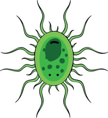 Stylized Microscopic Cell with Numerous Appendages