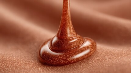 Shimmering Bronze Liquid Drop  Close up Texture  Abstract Background