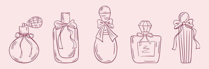 Elegant vintage set with perfume bottles