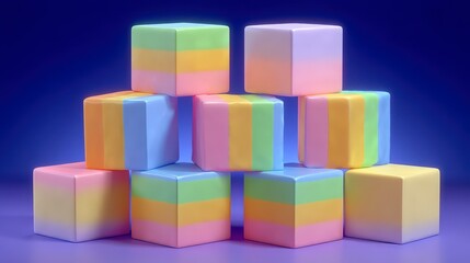 Obraz premium Pastel Cubes Colorful Blocks Abstract Background Playful Design