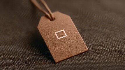 Brown Leather Clothing Tag Mockup  Textured Fabric Background  Minimalist Design