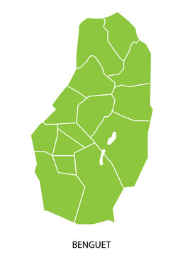 Benguet, Philippines Map in Green with borders