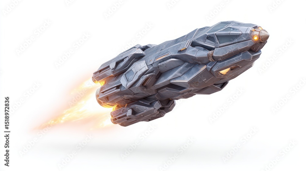 Poster futuristic spaceship launch sci fi artwork 3d render game asset spacecraft isolated