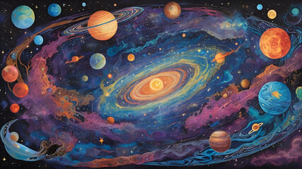 abstract fractal background with circles