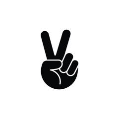 Obraz premium Black Silhouette of a Hand Showing the Victory Sign or Peace Symbol