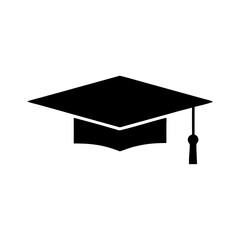 graduation cap and diploma silhouette vector icon on white background