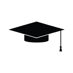 graduation cap and diploma silhouette vector icon on white background isolated
