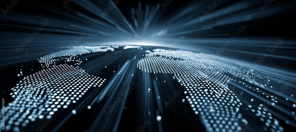 Aufkleber World map. Global internet network telecom and communication. Generative AI technology.
