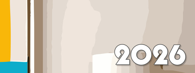 2026 Happy New Year colorful Background Design. multicolor 2026 New year Greeting Card, 2026 long Banner, two thousand twenty six Poster. abstract design with 2026 number. art design background 2026