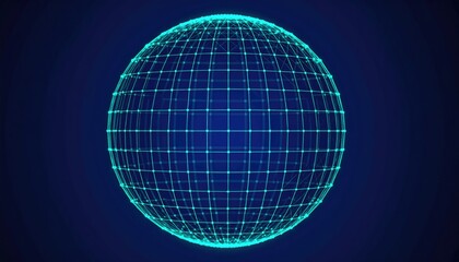 Spinning neon wireframe sphere with dynamic flowing grid lines