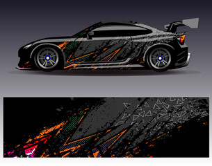Car wrap design vector. Graphic abstract stripe racing background designs for vehicle, rally, race, adventure and car racing livery