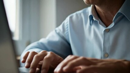 Mature man wearing glasses looking at a computer screen with reflection in lenses