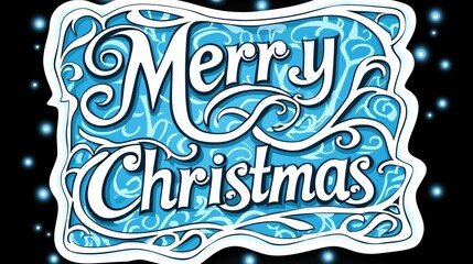 A beautifully crafted typographical Christmas greeting featuring elegant calligraphic lettering surrounded by delicate swirling flourishes and decorative ornaments in a vibrant festive design