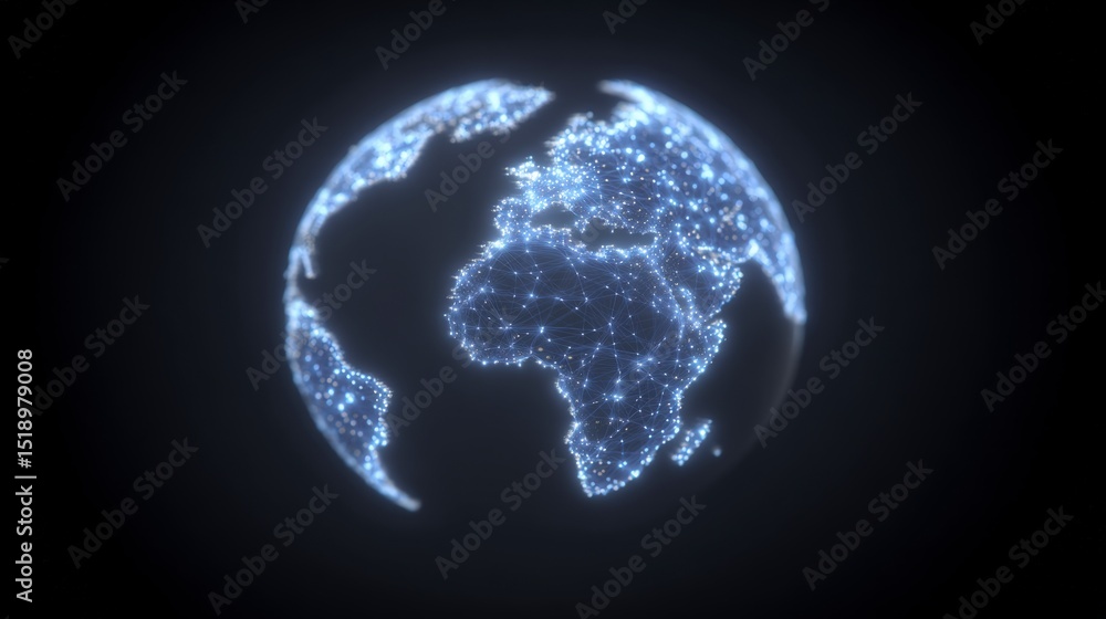 Poster global network illuminated earth map 3d render connections technology communication
