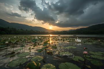 Beautiful image of Riverbank at Dusk in Monsoon