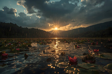 Beautiful image of Riverbank at Dusk in Monsoon