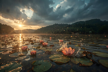 Beautiful image of Riverbank at Dusk in Monsoon